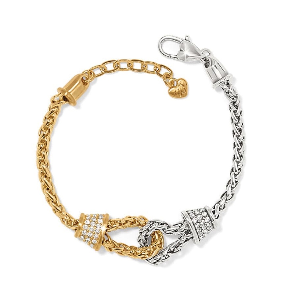 Brighton Two-Tone Gold and Silver Knot Bracelet with Crystal Rings